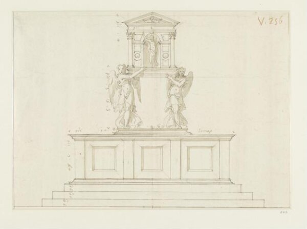 Unknown, Design for an altar, with two angels supporting a ciborium in the form of a classical edicule