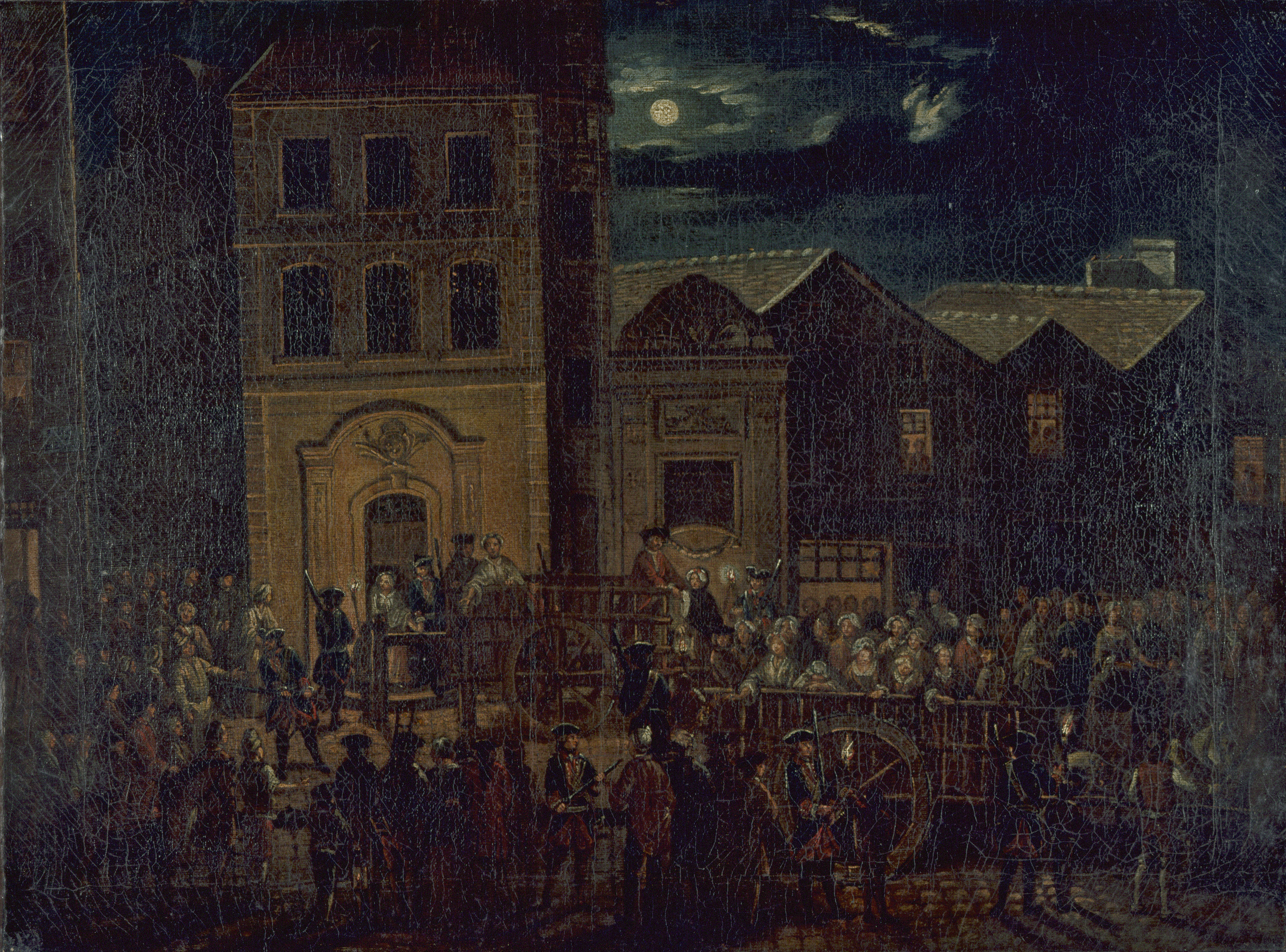 Ecole française, Transport des filles de joie du dépôt Saint-Martin à la Salpêtrière, vers 1750
