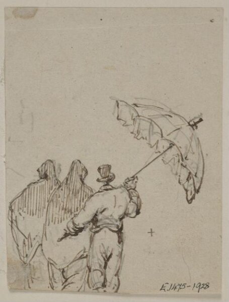 George Chinnery, Two Macanese women with a servant holding up a parasol