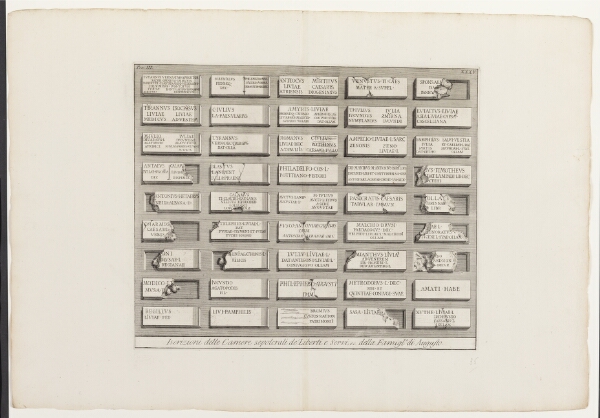 Giovanni Battista Piranesi, Iscrizioni delle Camere sepolcrali de' Liberti e Servi, ec. della Famiglia di Augusto, XXXV
