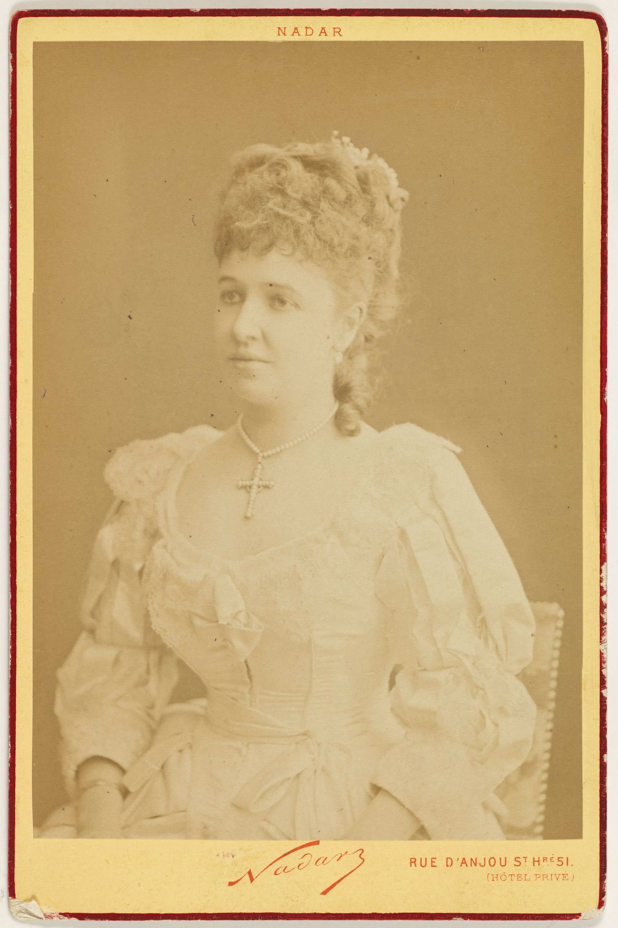 Nadar, Portrait d'Emma Lajeunesse, dite Albani (1852-1930), chanteuse canadienne