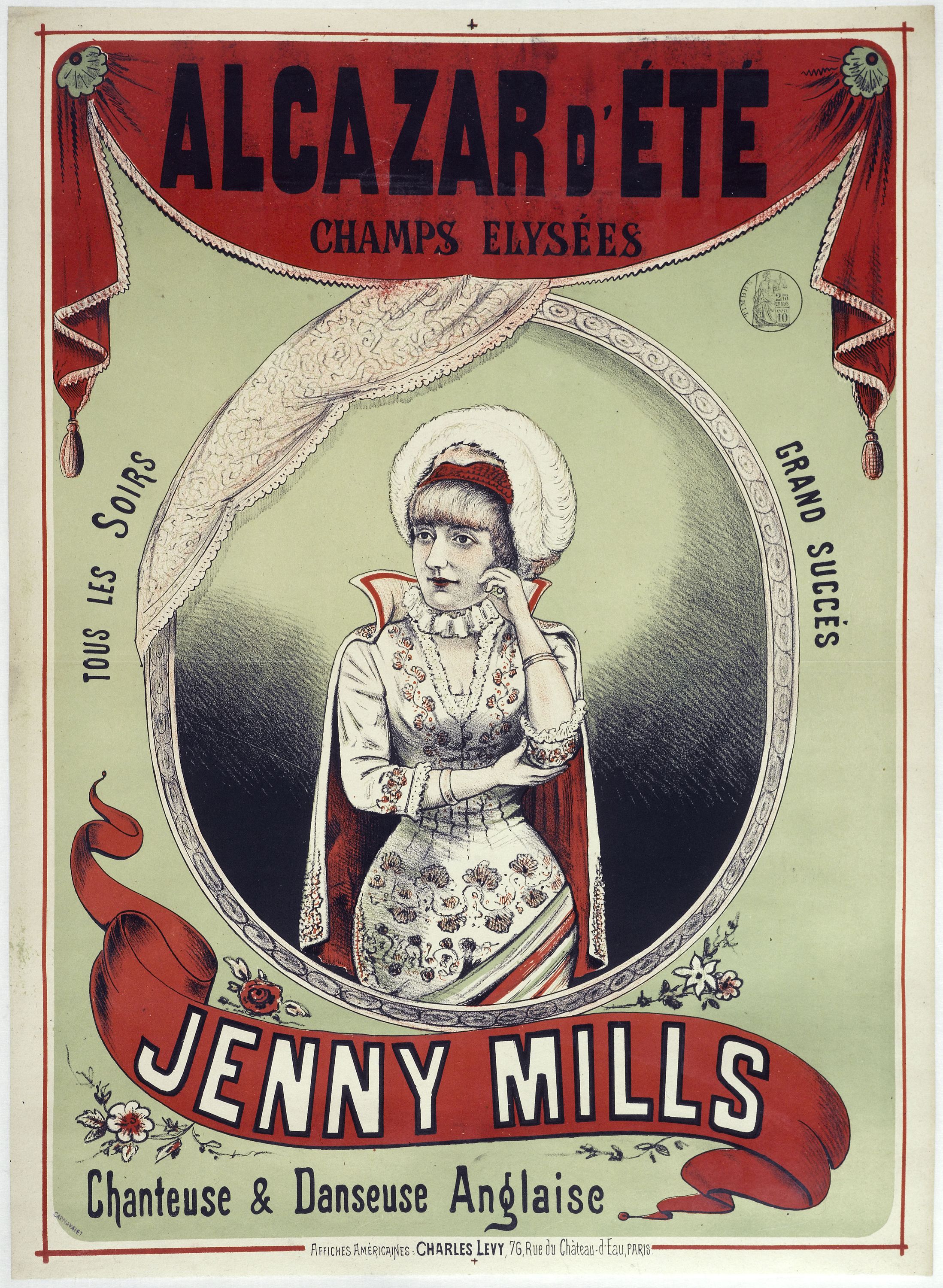 Anonyme, ALCAZAR D'ETE/ CHAMPS ELYSEES/ TOUS LES SOIRS/ GRAND SUCCES/ JENNY MILLS/ Chanteuse & Danseuse Anglaise
