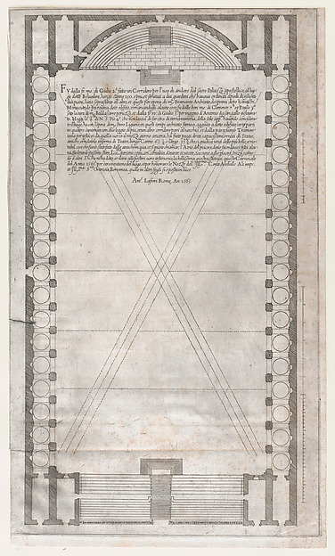 Anonymous, Italian, 16th century, Plan of the Vatican Teatro, in which the Vatican Tournament was held, from "Speculum Romanae Magnificentiae"