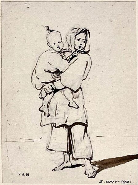 George Chinnery, A standing boatwoman holding a child