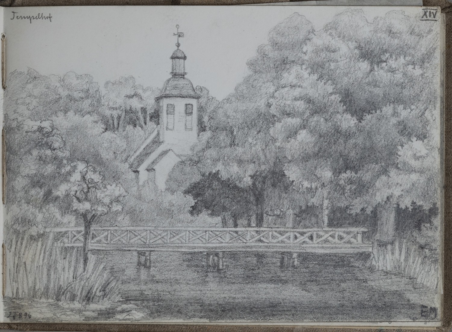 Ernst Morgenstern, Berlin-Tempelhof: Dorfkirche (Skizzenbuch Ernst Morgenstern, Bl. XIV)