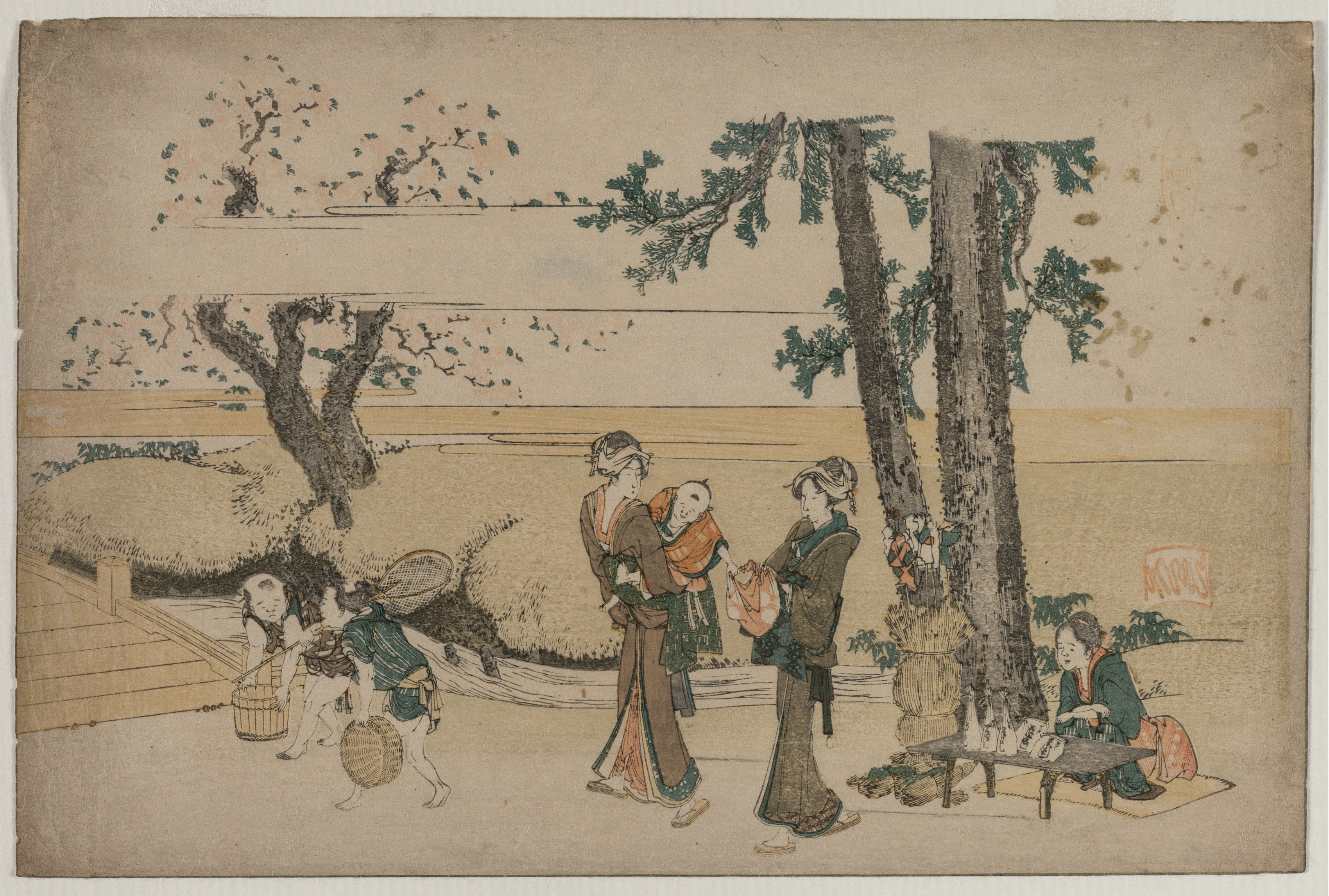 Katsushika Hokusai, Woman Passing a Roadside Shop Near Oji