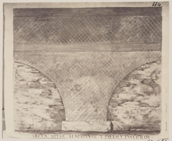 Parker, John Henry, Aqueducts - specus of the Aqua Trajana on an arcade, near the porta de S. Pancratio, faced with reticulated work, the arches of the arcade filled up by Paul V