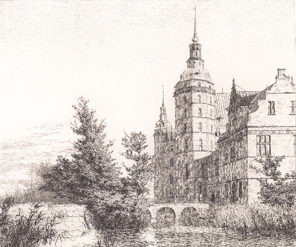 Christen Købke, Frederiksborg Slot. Parti ved Møntbroen