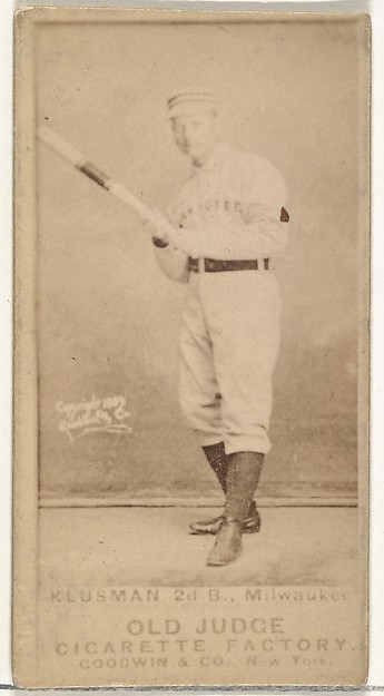 Goodwin & Company, William F. "Billy" Klusman, 2nd Base, Milwaukee, from the Old Judge series (N172) for Old Judge Cigarettes