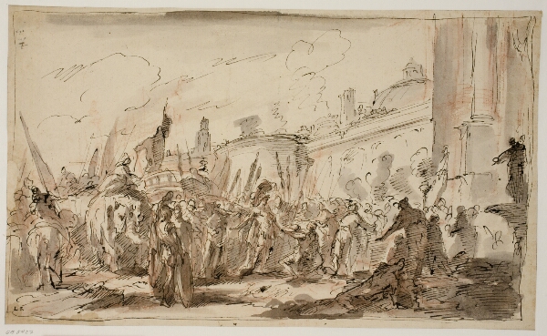Giovanni Antonio Pellegrini, Julius Cæsar modtager Pompeius' afhuggede hoved