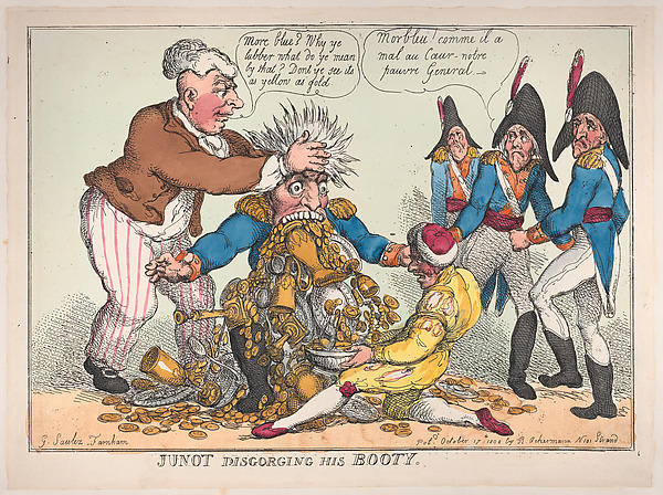 Thomas Rowlandson, Junot Disgorging His Booty