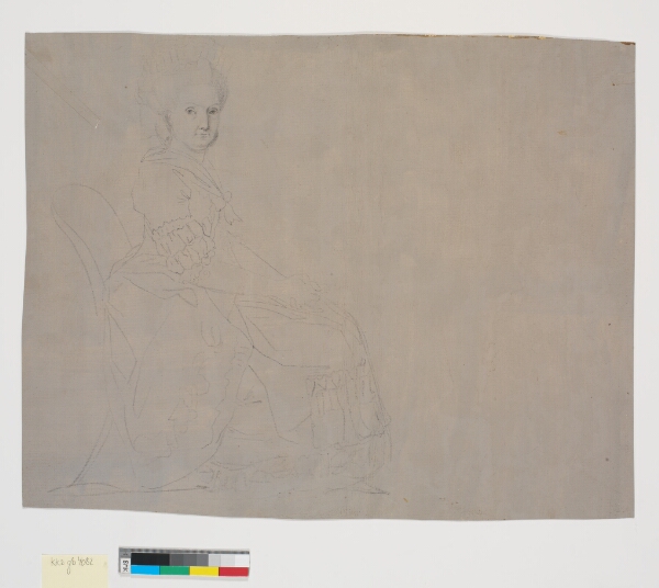 Nicolai Abildgaard, Portræt af en siddende ældre dame, hel figur, profil t.h., ansigtet en face