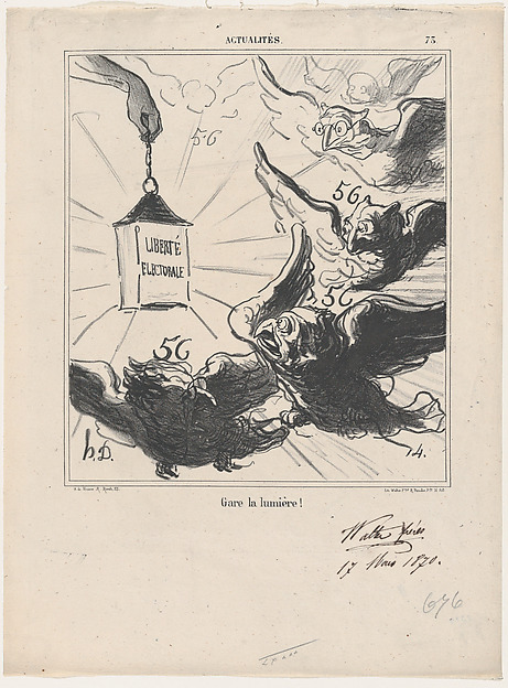 Honoré Daumier, Look out for the light!, from 'News of the day,' published in Le Charivari, April 5, 1870
