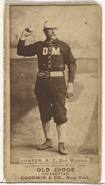 Goodwin & Company, George W. Shafer, Right Field, Des Moines Prohibitionists, from the Old Judge series (N172) for Old Judge Cigarettes