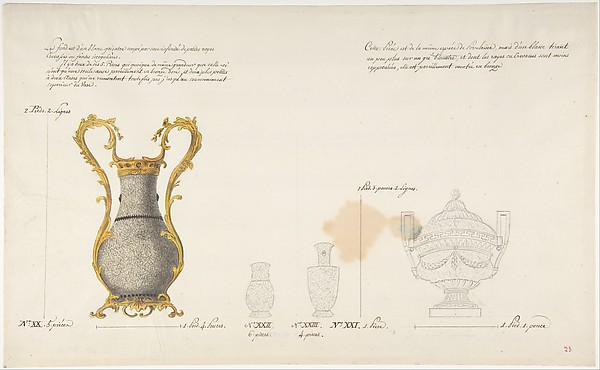 Anonymous, French, 18th century, Design for Four Vases