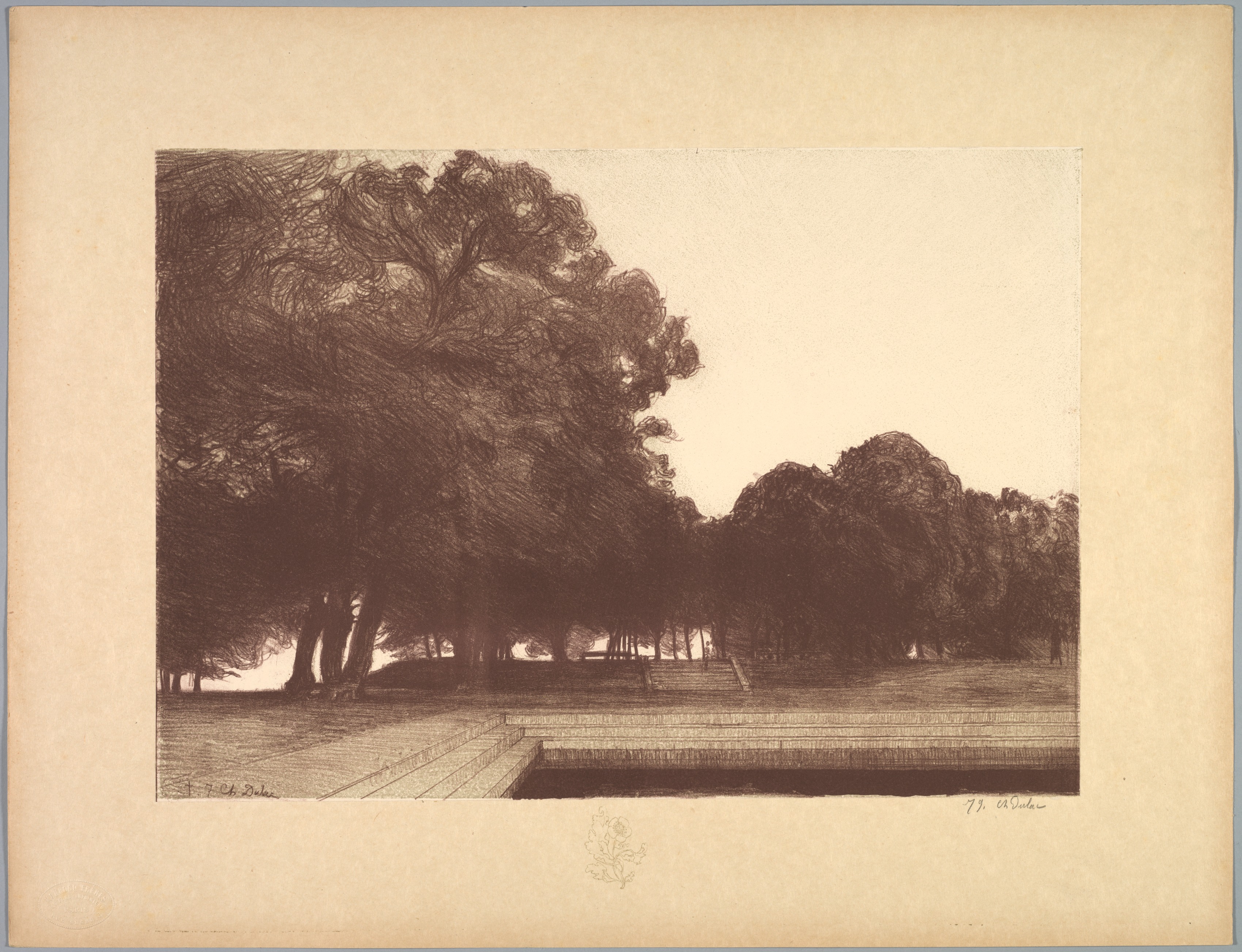 Charles Marie Dulac, Suite de Paysages: Landscape, Plate 7, Remarque, Poppies