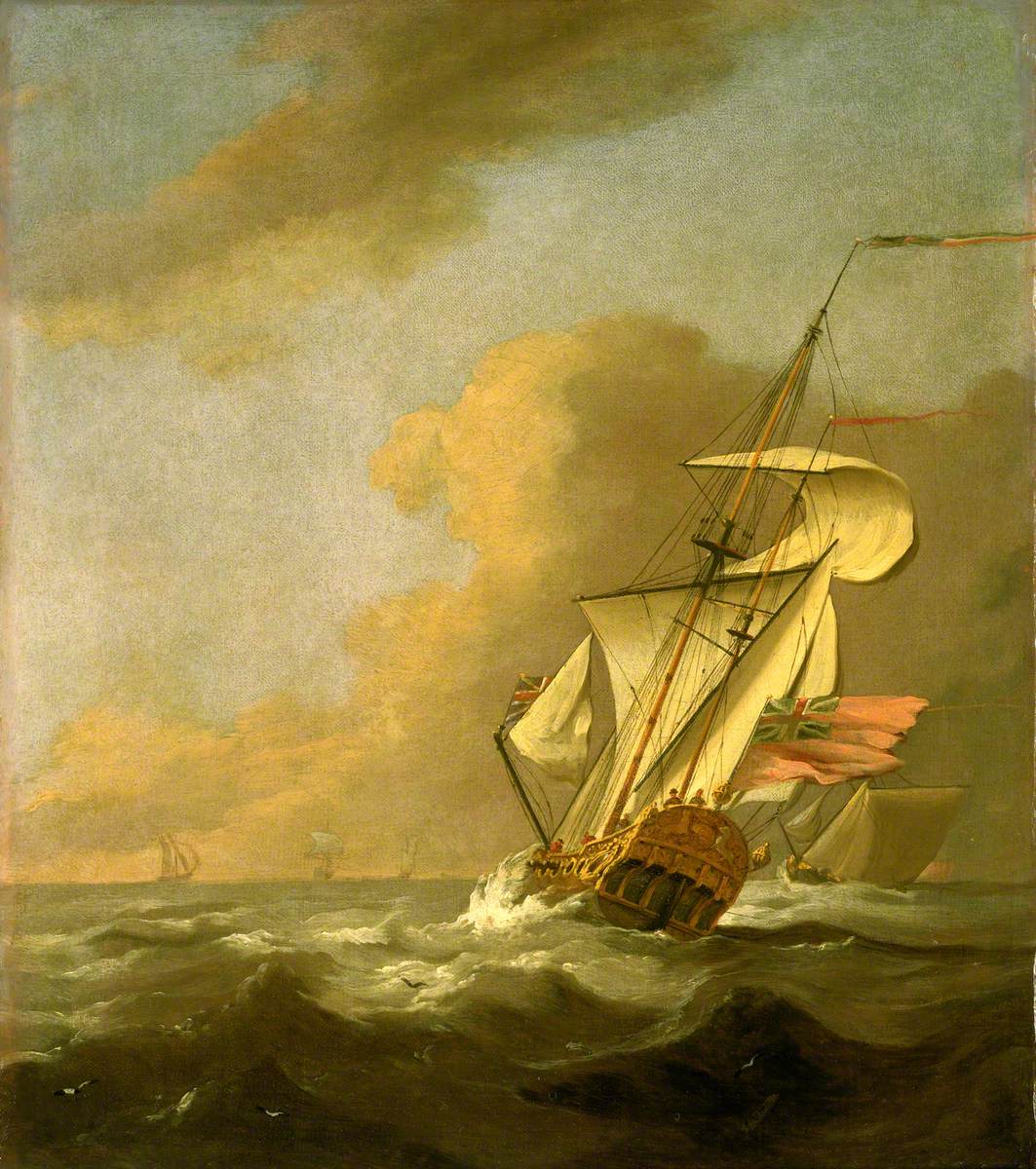 Johann van der Hagen, A ketch-rigged royal yacht in a breeze