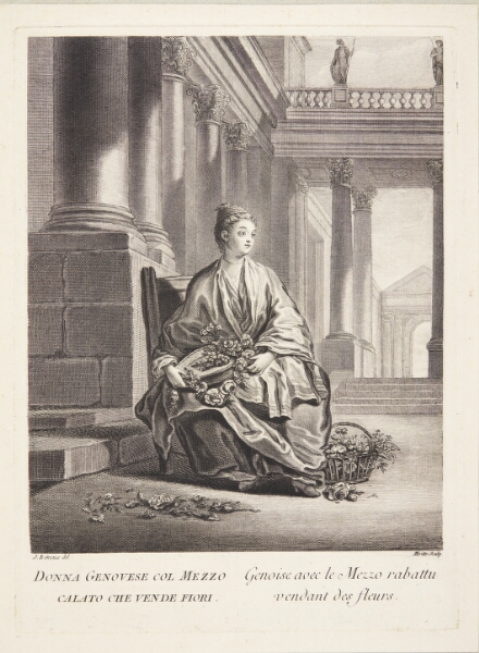 Pierre Etienne Moitte, Kvinde fra Genova (Genoise avec de Mezzo rabatti vendant des fleurs)