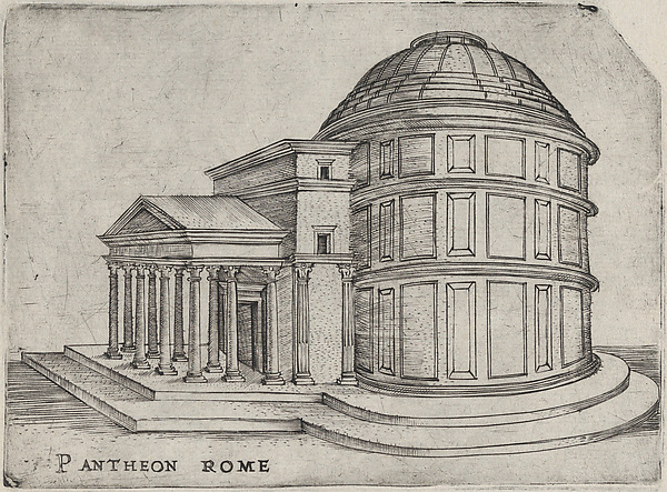 Anonymous, Italian, 16th century, Pantheon Rome, from a series depicting (reconstructed) buildings from Roman antiquity