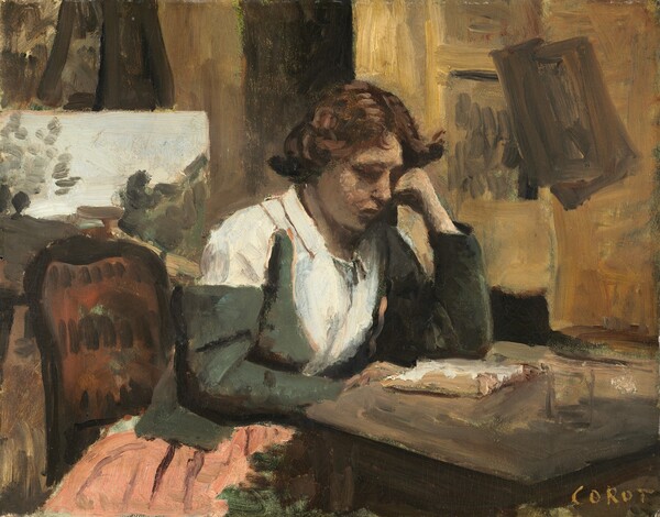 Jean-Baptiste-Camille Corot, Woman Reading in the Studio