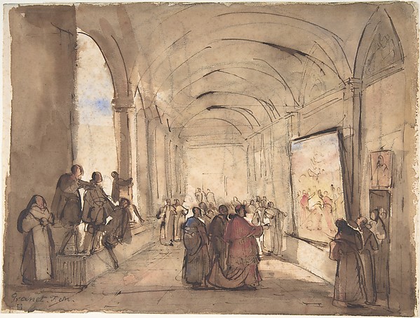 François Marius Granet, A Cardinal Examining a Painting in a Cloister