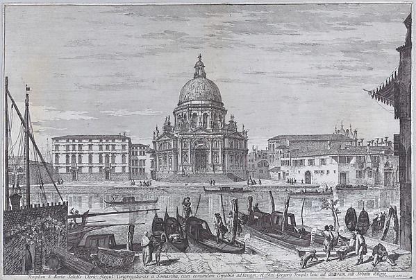 Michele Marieschi, The church of Santa Maria della Salute seen across the water with gondolas in the foreground