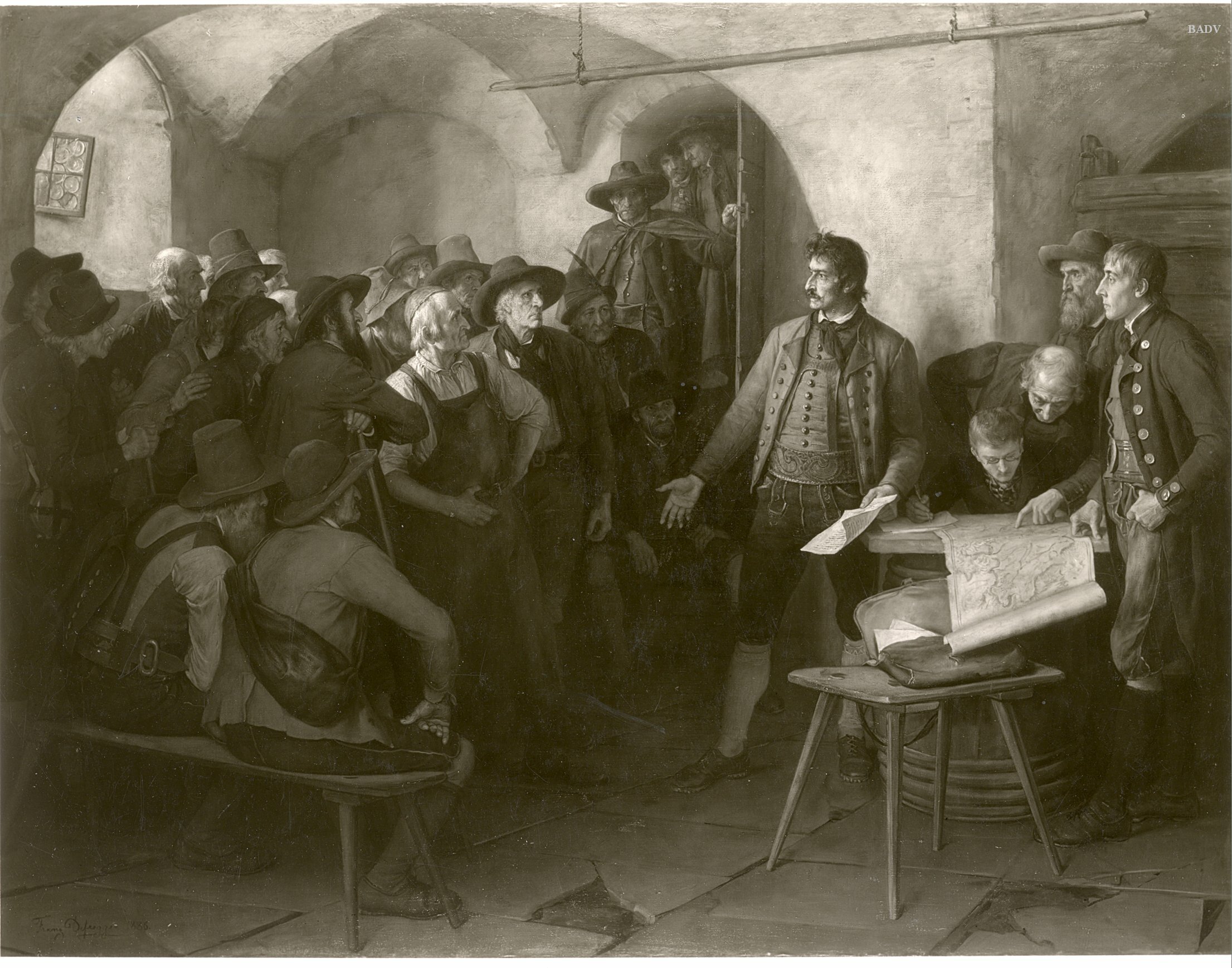 Franz Defregger, Versammlung von Tiroler Freiheitskämpfer