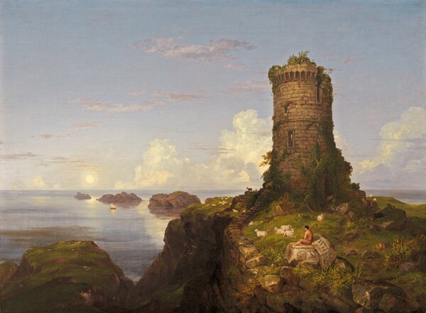 Thomas Cole, Italian Coast Scene with Ruined Tower