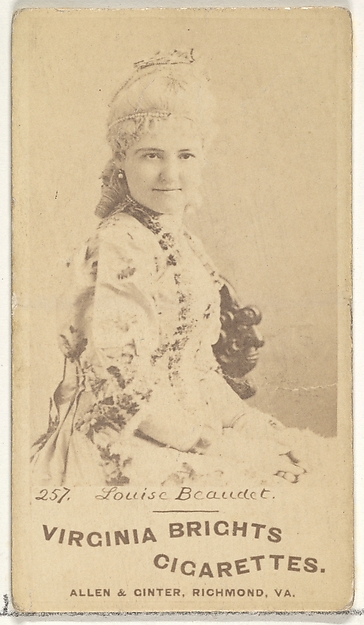 Allen & Ginter, Card 257, Louise Beaudet, from the Actors and Actresses series (N45, Type 1) for Virginia Brights Cigarettes