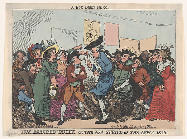Thomas Rowlandson, The Branded Bully, or the Ass Stripp'd of the Lion's Skin