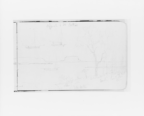 Albert Bierstadt, Bay Scene; Sketches of Two Boats (from Sketchbook)