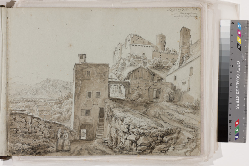 August Matthias (author) Hagen, View of Nonnberg Abbey. Sheet from the Drawing Album