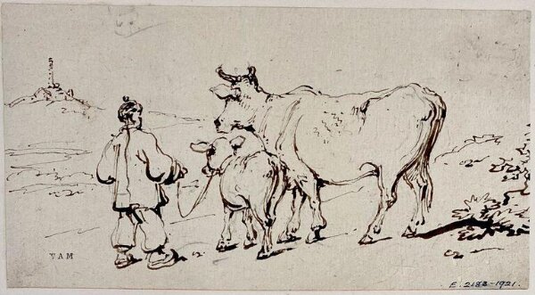 George Chinnery, A cowherd with a cow and calf