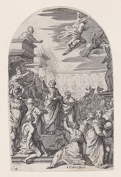 Jacques Callot, The Fall of Simon the Magician, plate 4 from "Les Tableaux de Rome, Les Eglises Jubilaires" (The Paintings of Rome, The Churches Jubilee)
