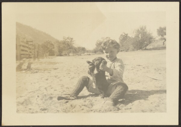 Louis Fleckenstein, [Boy and Dog on Beach]