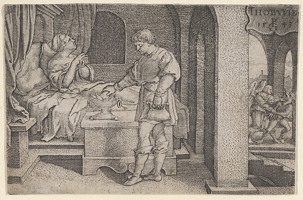 Georg Pencz, Tobiolus Makes a Propitiatory Sacrifice, from "The Story of Tobias"
