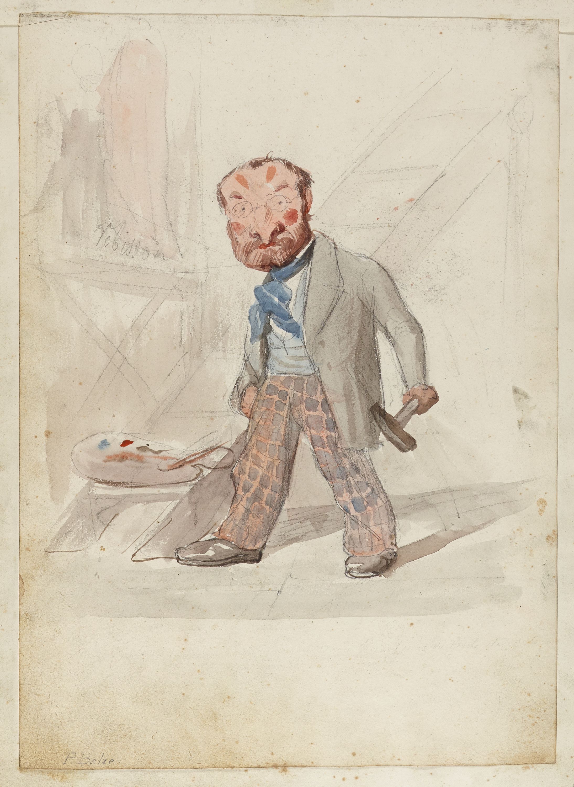 Anonyme, Portrait-charge d'un homme (Paul Balze?)