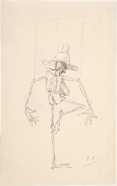 Félicien Rops, Study of Patin (recto); Sketch of an Open Book, "Compendium Maleficarum" (verso)