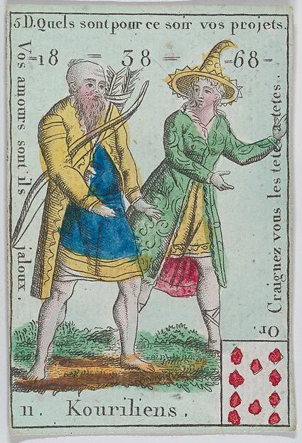 Anonymous, French, 18th century, Kouriliens from playing cards "Jeu d'Or"