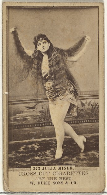 W. Duke, Sons & Co., Card Number 373, Julia Miner, from the Actors and Actresses series (N145-3) issued by Duke Sons & Co. to promote Cross Cut Cigarettes