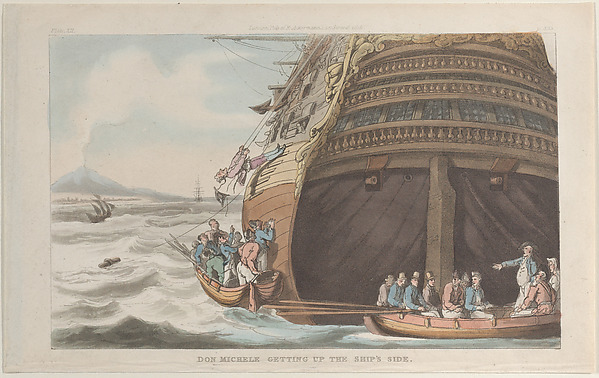 Thomas Rowlandson, Don Michele Getting Up the Ship's Side