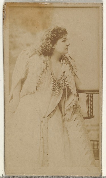 W. Duke, Sons & Co., [Actress posing in thick cloak], from the Actors and Actresses series (N145-8) issued by Duke Sons & Co. to promote Duke Cigarettes