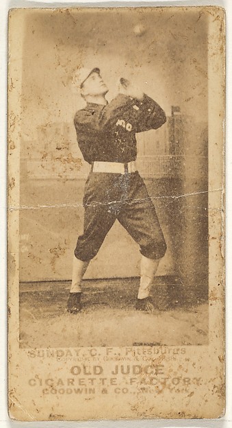 Goodwin & Company, William Ashley "Billy" Sunday, Center Field, Pittsburgh, from the Old Judge series (N172) for Old Judge Cigarettes