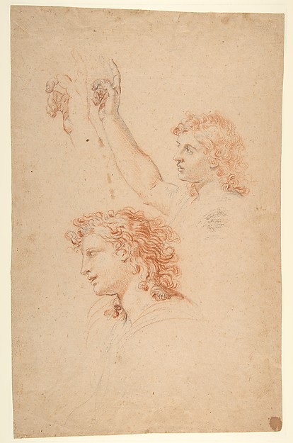 Nicolas Mignard, Studies for the Archangel Gabriel (recto and verso)