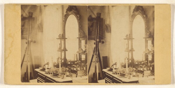 Unknown, [Low chest of drawers with tall mirror]