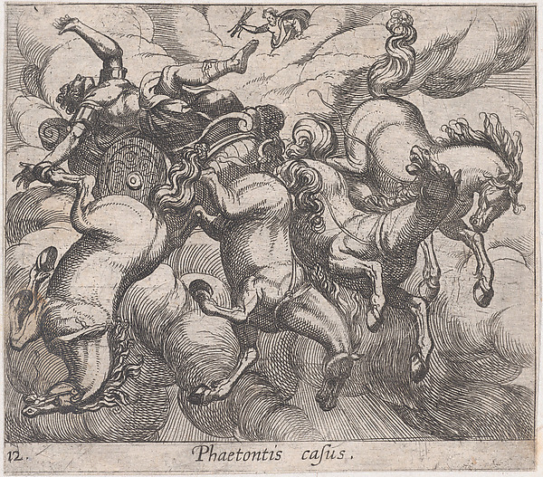 Antonio Tempesta, Plate 12: The Death of Phaeton (Phaetonis casus.), from Ovid's Metamorphoses