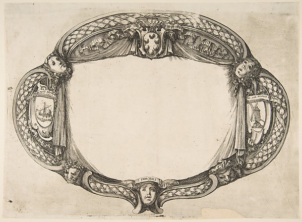 Stefano della Bella, Ornament Design for a Thesis on the Device: Quest' un soccorso