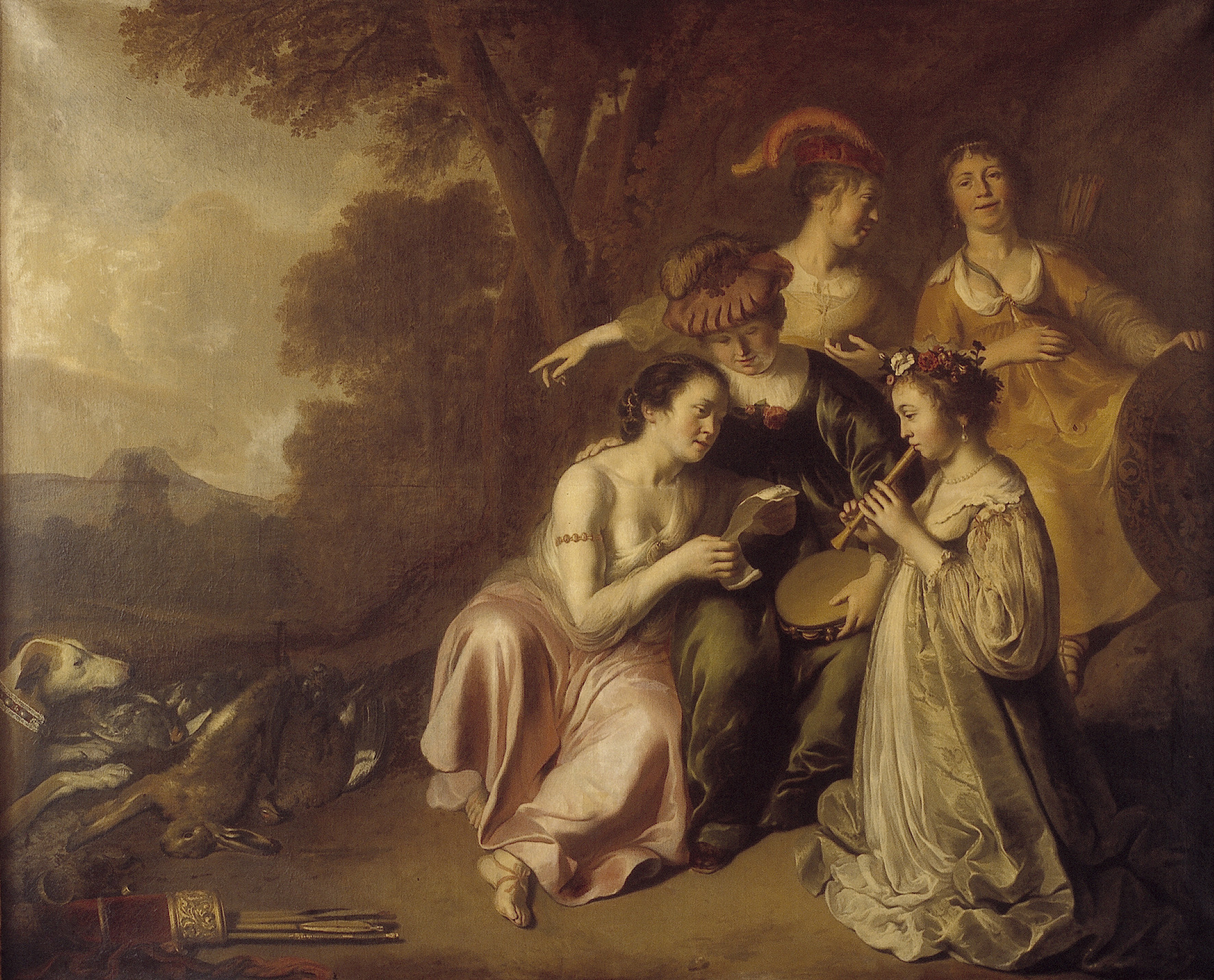 Jacob Adriaensz Backer, Girls walking music in landscape