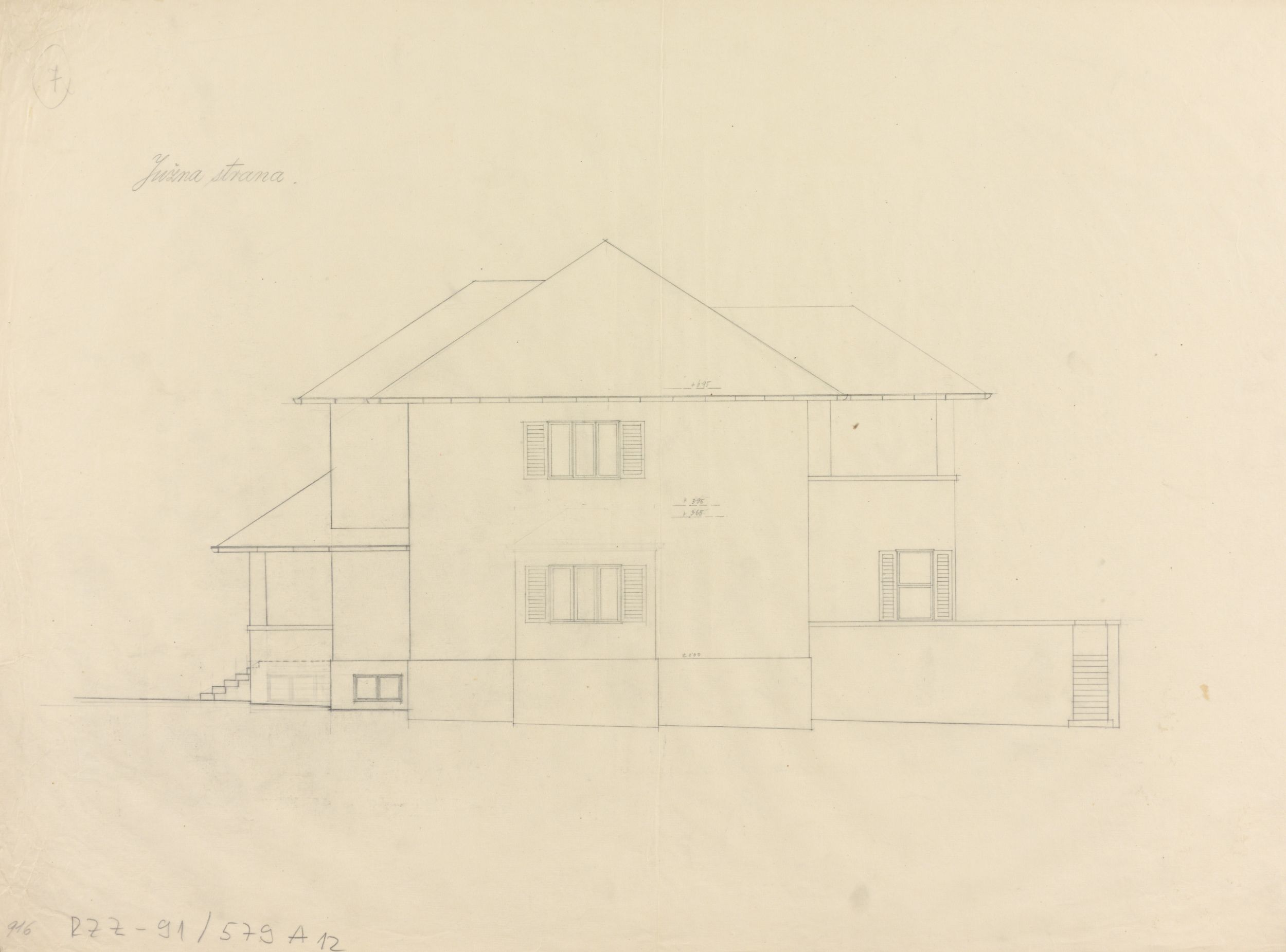 Viktor Kovačić, Vila Breyer, južno pročelje