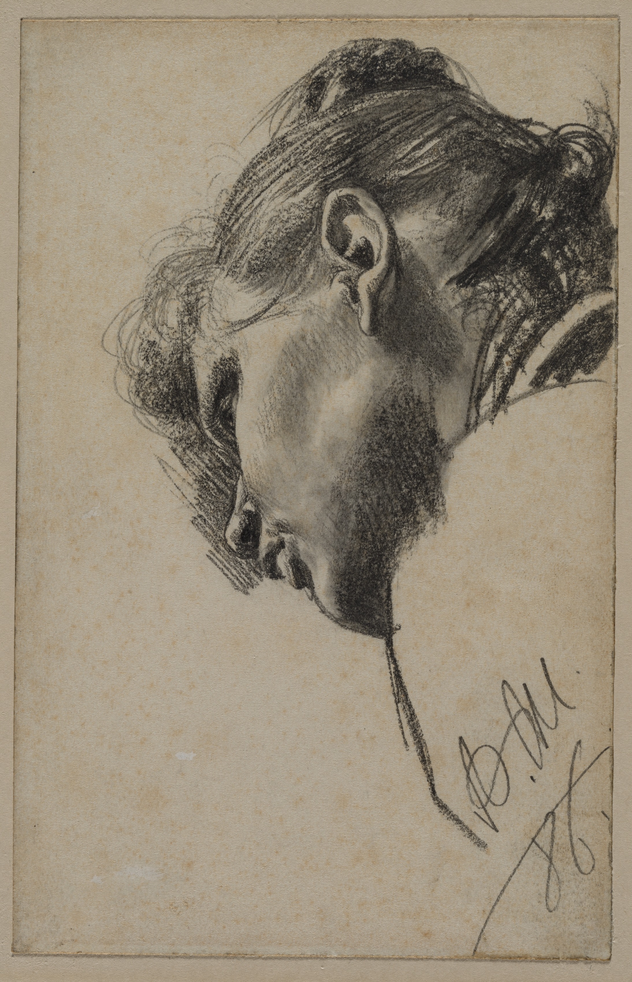 Adolph von Menzel, Head of a Young Woman Seen from Below